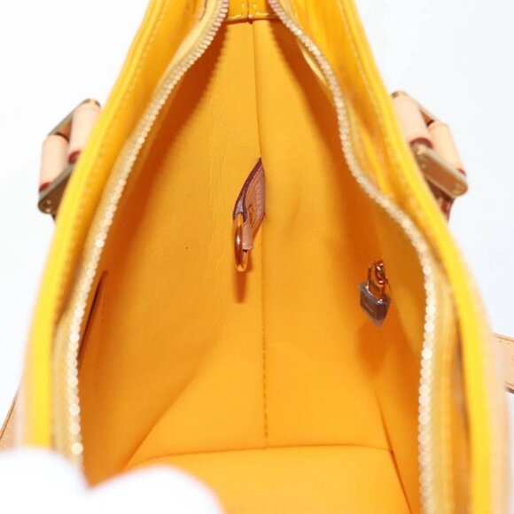 LOUIS VUITTON Monogram Vernis Houston Hand Bag Lime Yellow M91055 LV Auth 95398 - Picture 11 of 16
